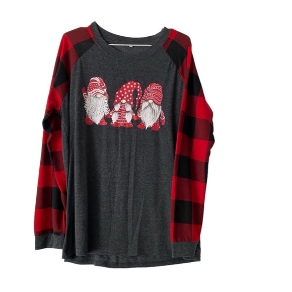 Grey and buffalo check gnome pullover long sleeve t-shirt size XL - Picture 1 of 7